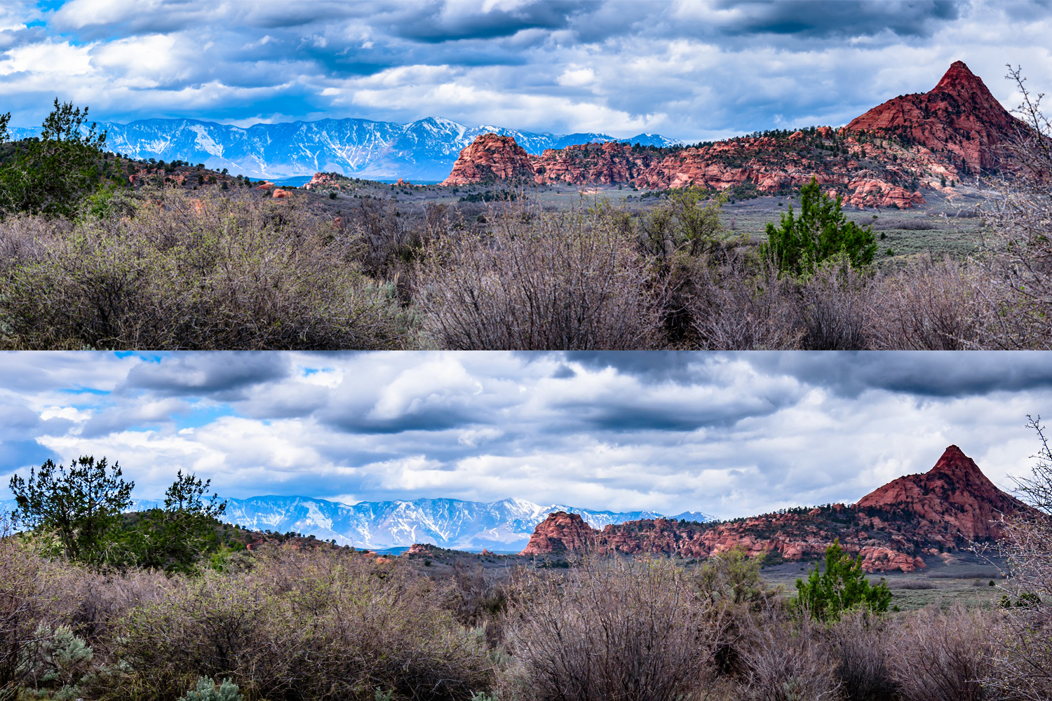 Red Butte - Panorama vs Wide Angle